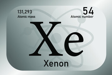 Vector illustration of a sign, symbol of the Xenon atom, an element of the periodic table.