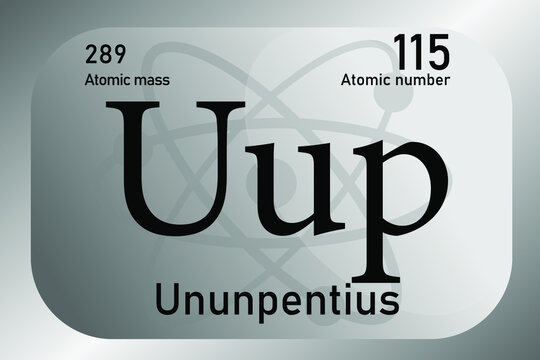 Vector illustration of a sign, symbol of the Ununpentium atom, an element of the periodic table.