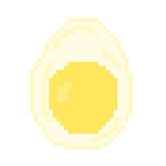 Obraz premium Boiled egg pixel art. Half an egg 8 bit. Pixelated food vector illustration