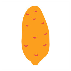 Cute sweet potato icon. Vector flat hand drawn illustration of batata in cartoon style	