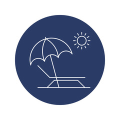 Deck chair umbrella summer beach icon