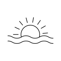 Summer sunset sunrise icon vector