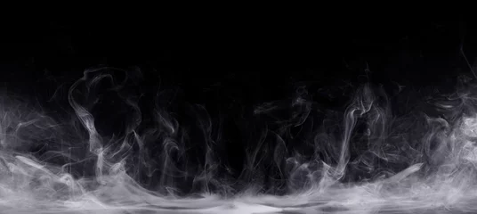 Papier Peint photo Fumée Abstract colored smoke moves on black background. Mystical swirling smoke rolling low across the ground.