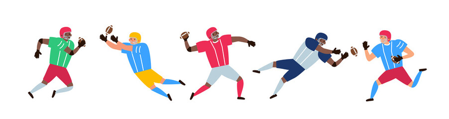 Fototapeta na wymiar american football players set vector illustration