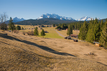 idyllic  landscape upper bavaria, with alps view, a geomorphological characteristic of this area,...