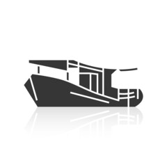 Solid icons for Boat and shadow, vector illustrations