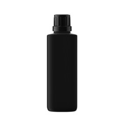 Square Black Plastic Bottle Cosmetic with Essential Cap Isolated