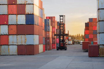 Container yard with container forklift