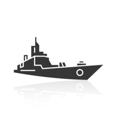 Solid icons for Boat and shadow, vector illustrations
