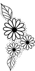 Vector black and white flowers.