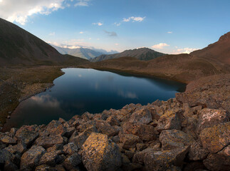 High-mountain lake Shobaidak in the Teberda Biosphere Reserve in the Mukhinsky Gorge