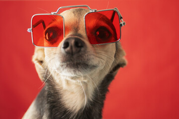 terrier in sunglasses, funny little dog
