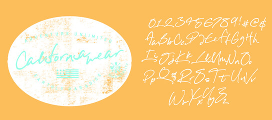 Retro vector  brush script lettering font, handwritten calligraphic alphabet