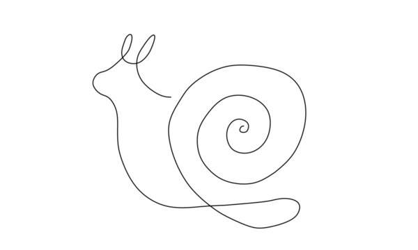 recommend clip art: One line drawing a slug. Modern minimalist art, aesthetic contours. Abstract snail portrait in minimalist style. Continuous line vector illustration