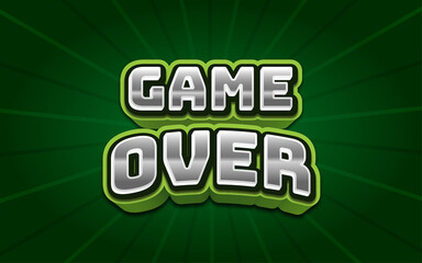 Game text, game over colorful cartoon style 3d editable text effect.