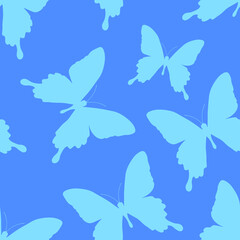 Fototapeta na wymiar Seamless pattern of silhouettes of butterflies. Natural background of beautiful insects.