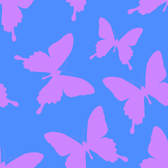 Obraz na płótnie Canvas Seamless pattern of silhouettes of butterflies. Natural background of beautiful insects.