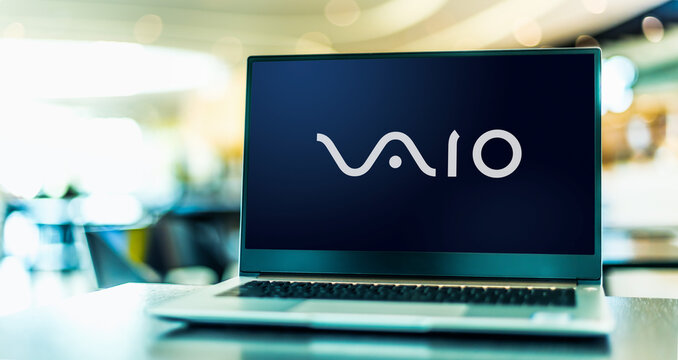 Laptop computer displaying logo of VAIO
