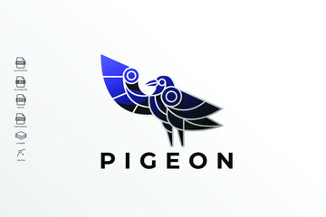 Geometric Lineart Pigeon Logo Design