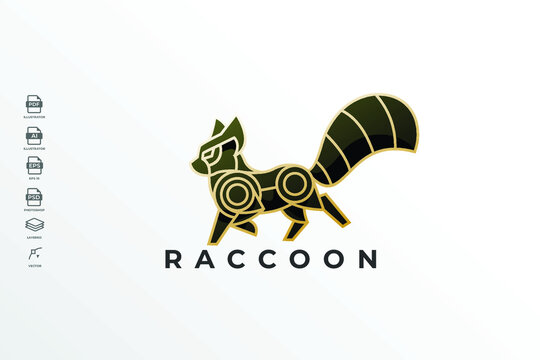 Geometric Lineart Raccoon Logo Design