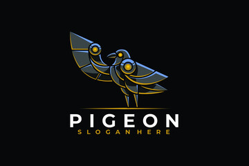 Modern Mecha Robotic Pigeon Logo Design Template