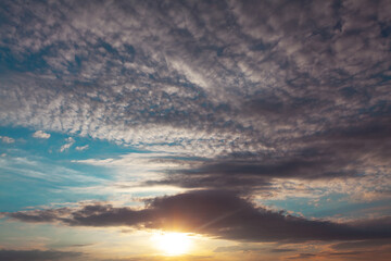 Fototapeta na wymiar Dawn with Altocumulus on the Morning Sky