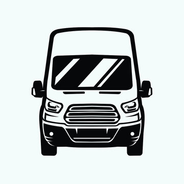 Delivery truck silhouette front view vector illustration isolated