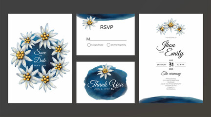 Edelweiss. Invitation to the wedding with edelweiss flowers