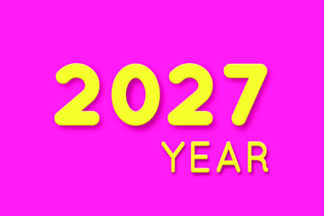 2027 year. pink Calendar with neon yellow text. Vector illustration.
