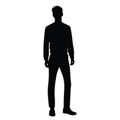 Vector silhouette of a man standing, businessman, black color, isolated on a white background