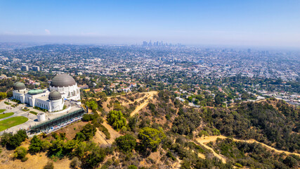 Los Angeles, CA, USA 2022 . View to the Griffith Observatory is a facility in Los Angeles. It is sitting on the south-facing slope of Mount Hollywood in Los Angeles' Griffith Park. general plan