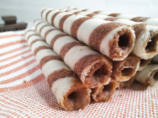  waffle rolls on a plate