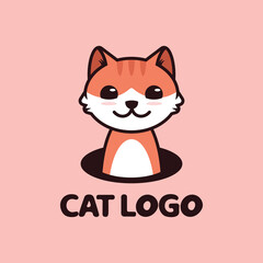 Cute cat logo design template