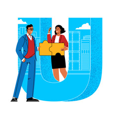 English alphabet with people characters. © mushakesa