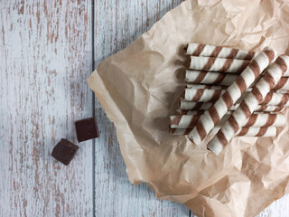 Chocolate waffle rolls