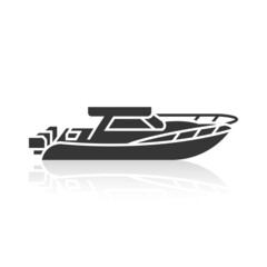 Solid icons for Boat and shadow, vector illustrations