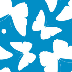 Seamless pattern of silhouettes of butterflies. Natural background of beautiful insects.