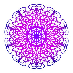 Mandala. Round gradient mandala on a white isolated background.