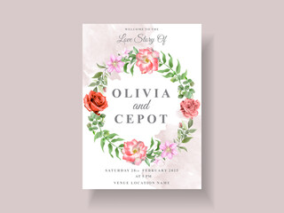 elegant wedding invitation template with beautiful floral design