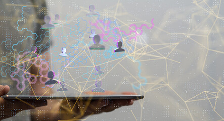 Neural network concept. Connected cells with links.