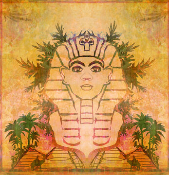 Great Sphinx of Giza - retro style card