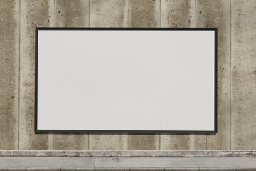 Blank Poster frame / Billboard / Display on an old factory concrete stone wall - Mockup 