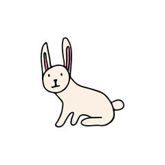 hand drawn color element for easter, cute rabbit