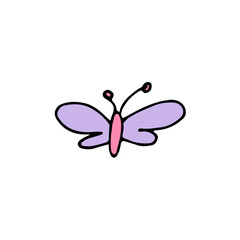 hand drawn color element for easter, butterfly