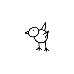 hand drawn outline element for easter, small chicken