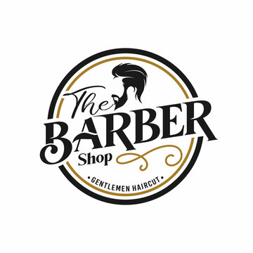 Barbershop vintage logo design template