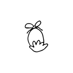 hand drawn outline element for easter, decorated easter egg