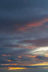 clouds at sunset in autumn