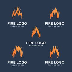 Abstract fire logo collection Premium Vector