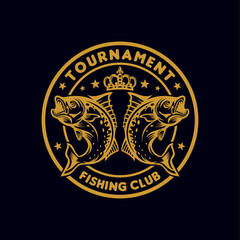 Fishing tournament vintage logo template